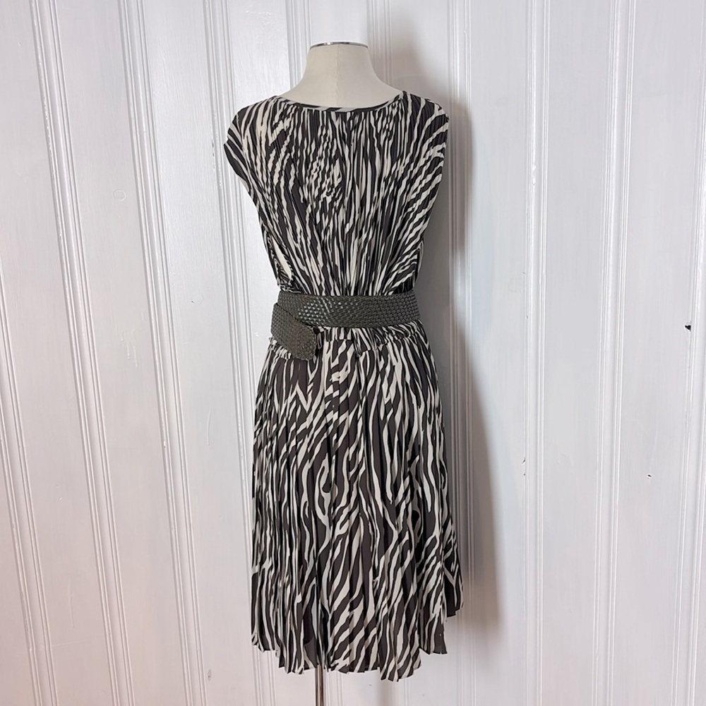 ADDITION ELLE Zebra Print Pleated Midi Dress with Coordinating Belt - Picture 3 of 10